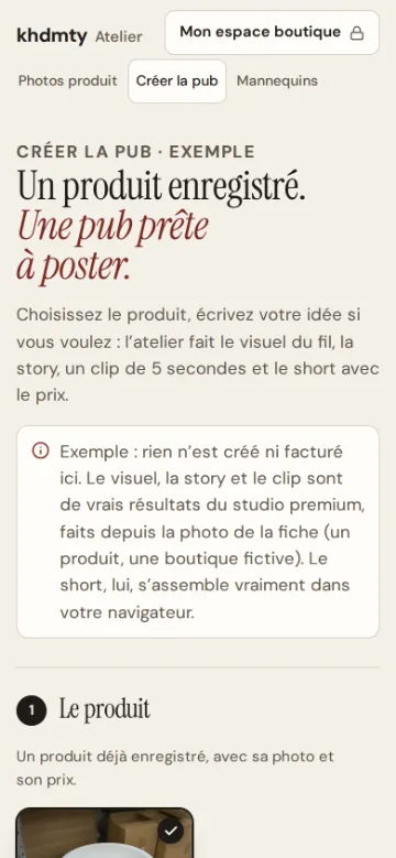 Outil pub : un produit enregistré devient une pub prête à poster